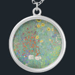 Gustav Klimt - Land Garden med solblommor Silverpläterat Halsband<br><div class="desc">Land Garden med solblommor/lantgårdsträdgård med solblommor - Gustav Klimt 1905-1906</div>