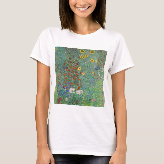 Gustav Klimt - Land Garden med solblommor T Shirt (Framsida)