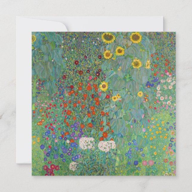 Gustav Klimt - Land Garden med solblommor Tack Kort (Framsida)