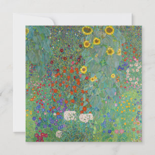 Gustav Klimt - Land Garden med solblommor Tack Kort