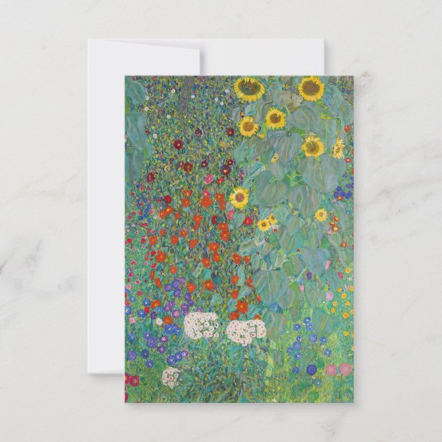 Gustav Klimt - Land Garden med solblommor Tack Kort (Framsida)