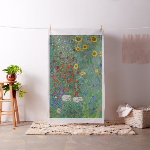 Gustav Klimt - Land Garden med solblommor Tyg
