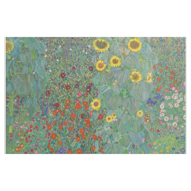 Gustav Klimt - Land Garden med solblommor Tyg (Yard)