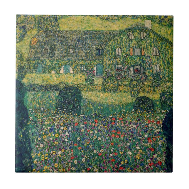 Gustav Klimt - Land House by Attersee Kakelplatta (Framsidan)