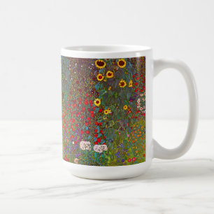 Gustav Klimt lantgårdträdgård med solrosmuggen Kaffemugg