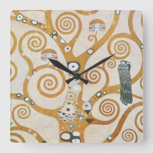 Gustav Klimt Livets träd Art nouveau Fyrkantig Klocka