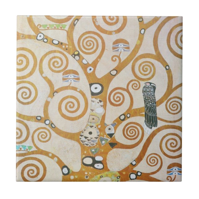 Gustav Klimt Livets träd Art nouveau Kakelplatta (Framsidan)