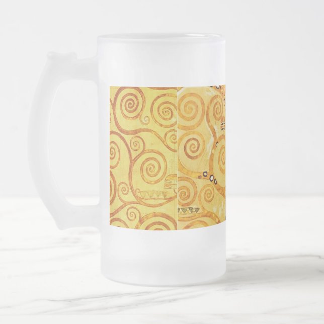 Gustav Klimt Livets träd: Art nouveau Symbolist Frostat Ölglas (Vänster)