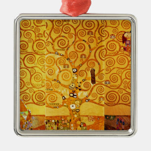 Gustav Klimt Livets träd: Art nouveau Symbolist Julgransprydnad Metall