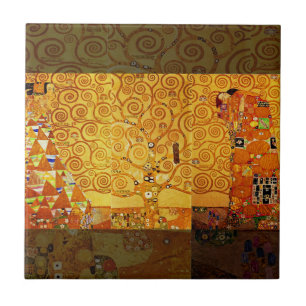 Gustav Klimt Livets träd: Art nouveau Symbolist Kakelplatta