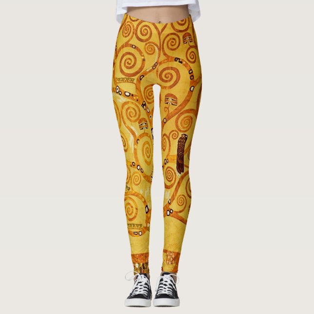 Gustav Klimt Livets träd: Art nouveau Symbolist Leggings (Framsida)