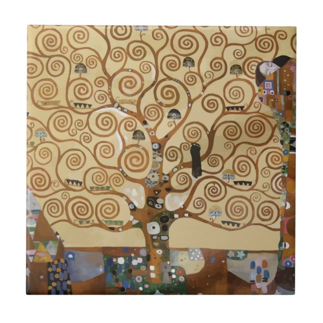 Gustav Klimt livets träd Kakelplatta (Framsidan)