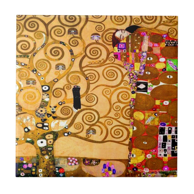 Gustav Klimt Livets träd Kakelplatta (Framsidan)