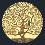 Gustav Klimt Livets träd Stickers Runt Klistermärke<br><div class="desc">Gustav Klimt Livets träd klistermärken. En symbolisk målning från Gustav Klimts gyllene fas slutfördes 1909. En underbar gåva till fläkt i art nouveau,  Gustav Klimt och symbolisk målning.</div>