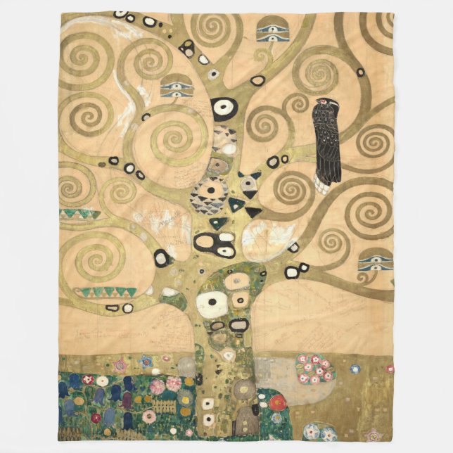 Gustav Klimt - Livets Träd, Stocletfrisen Fleecefilt (Framsidan)