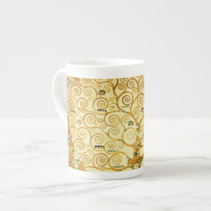 Gustav Klimt Livets träd Vintagen Art nouveau Benporslin Mugg