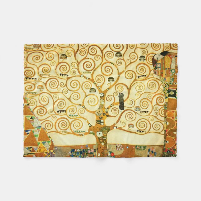 Gustav Klimt Livets träd Vintagen Art nouveau Fleecefilt (Framsidan (Horisontell))