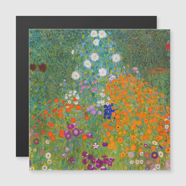 Gustav Klimt - Magnetkort för Blomsterträdgård (Fram/baksida)
