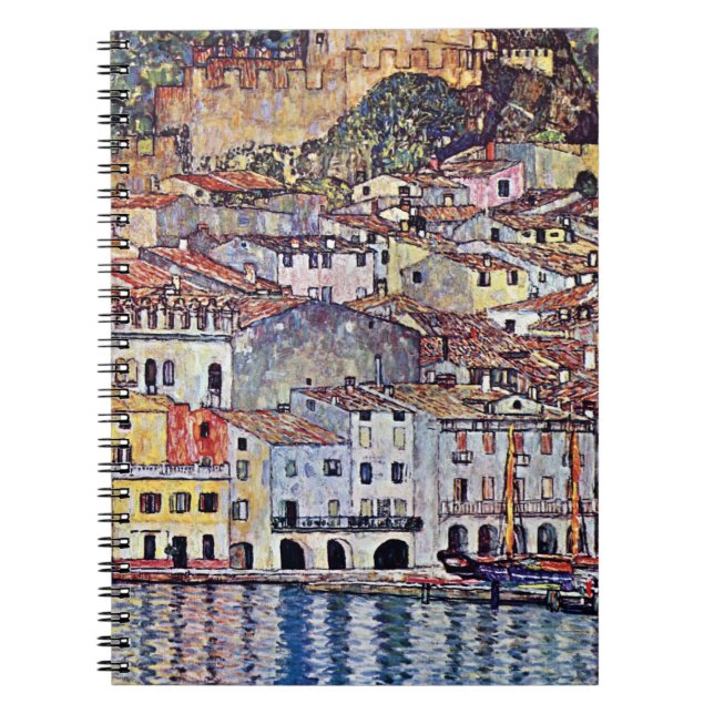 Gustav Klimt - Malcesine vid Sjö Garda-Italien Anteckningsbok Med Spiral (Framsidan)