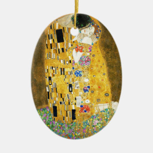 Gustav Klimt, målning av Kiss Vintage Art nouveau Julgransprydnad Keramik