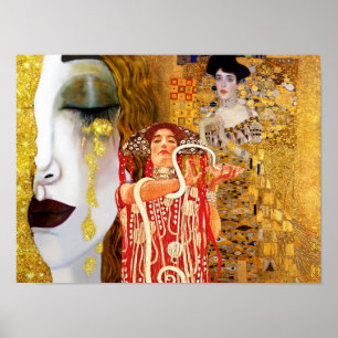 Gustav Klimt, målning, kollage, kombinerad konst Poster