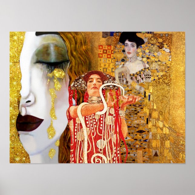 Gustav Klimt, målning, kollage, kombinerad konst Poster (Framsidan)