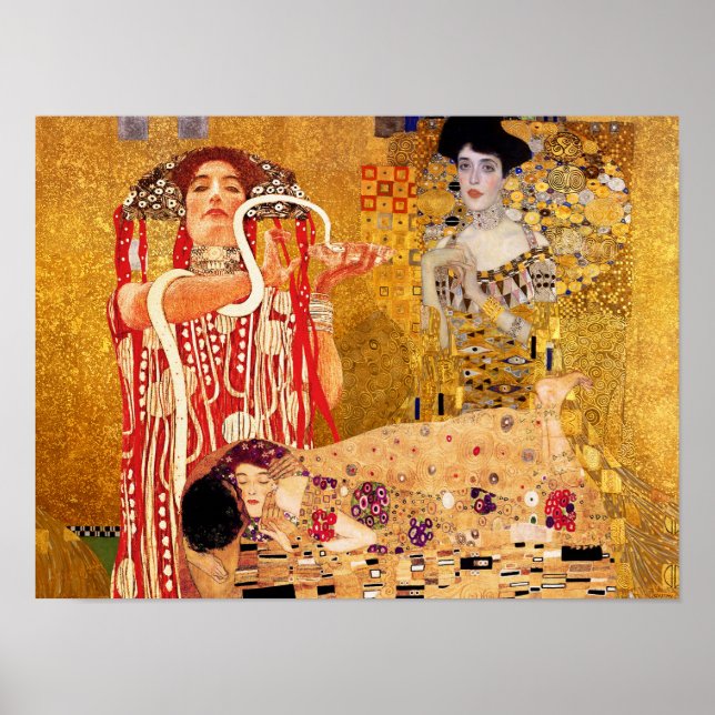 Gustav Klimt, målning, kollage, kombinerad konst Poster (Framsidan)