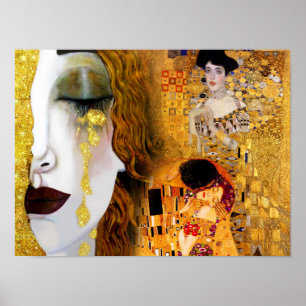 Gustav Klimt, målning, kollage, kombinerad konst Poster