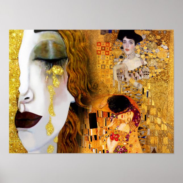 Gustav Klimt, målning, kollage, kombinerad konst Poster (Framsidan)