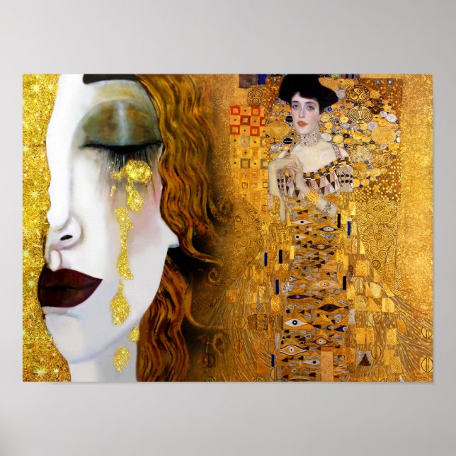 Gustav Klimt, målning, kollage, kombinerad konst Poster (Framsidan)