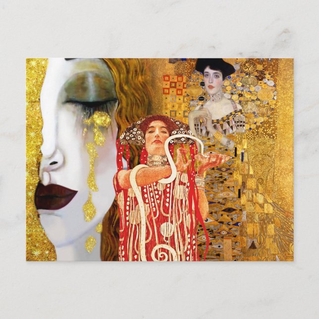 Gustav Klimt, målning, kollage, kombinerad konst Vykort (Framsida)
