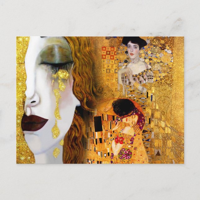 Gustav Klimt, målning, kollage, kombinerad konst Vykort (Framsida)