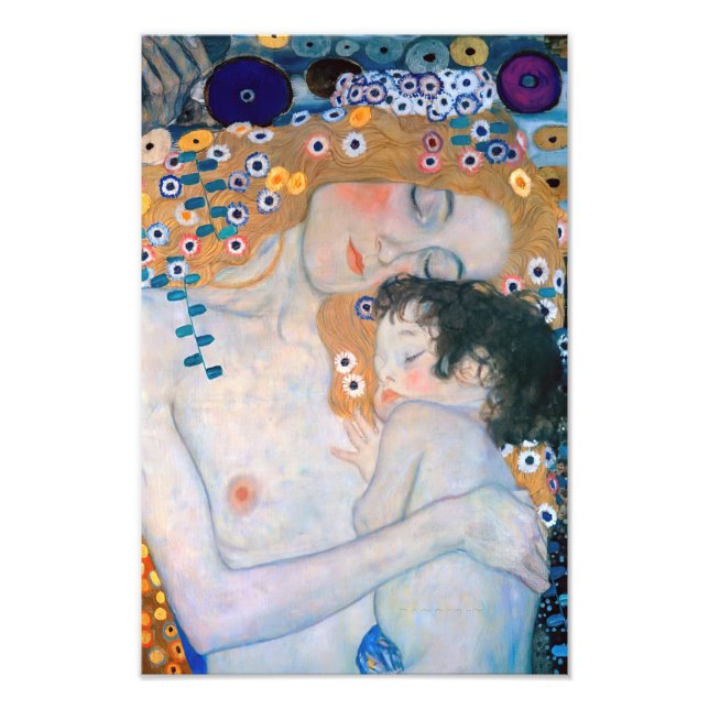 Gustav Klimt - Mor och Barn Fototryck (Framsidan)