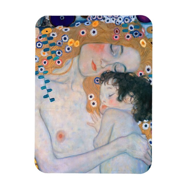 Gustav Klimt - Mor och Barn Magnet (Vertikal)