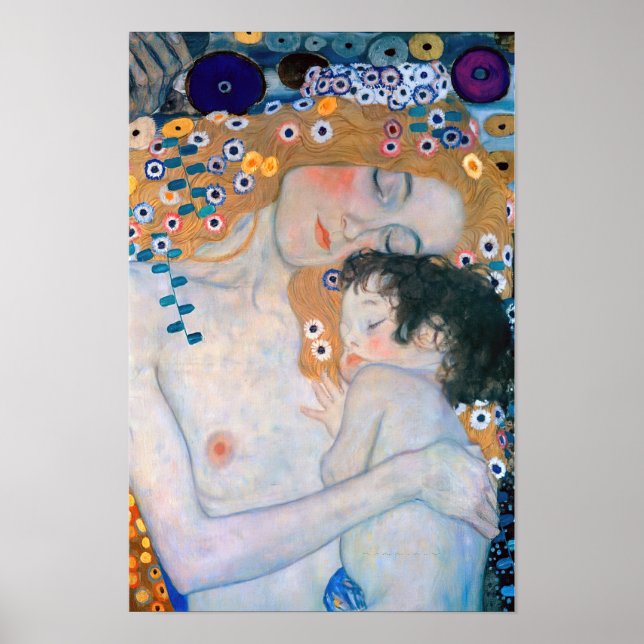 Gustav Klimt - Mor och Barn Poster (Framsidan)