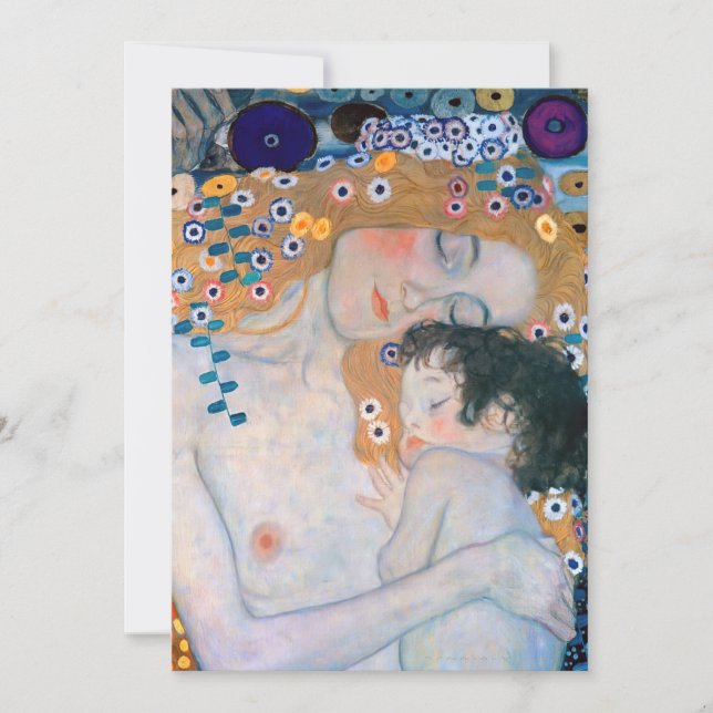 Gustav Klimt - Mor och Barn Tack Kort (Framsida)