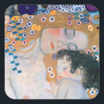 Gustav Klimt - Mor och Child Fyrkantigt Klistermärke<br><div class="desc">Mor and Child (Detailed of Three Ages of Woman) - Gustav Klimt,  Oil on Canvas,  1905</div>