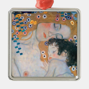 Gustav Klimt - Mor och Child Julgransprydnad Metall