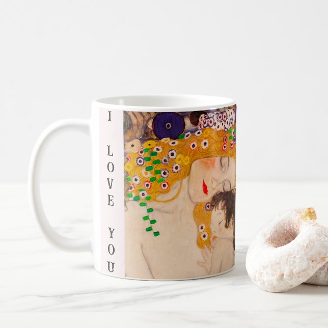 Gustav Klimt - Mor och Child Kaffemugg (Med munk)