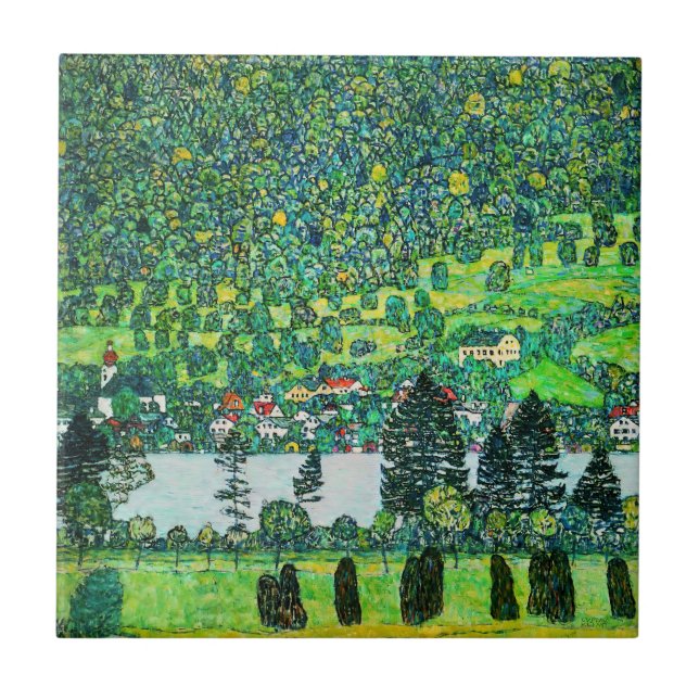 Gustav Klimt - Mountain Slope vid Unterach Kakelplatta (Framsidan)