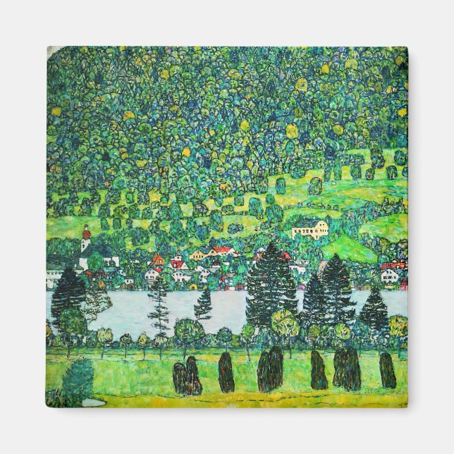 Gustav Klimt - Mountain Slope vid Unterach Magnet (Framsidan)