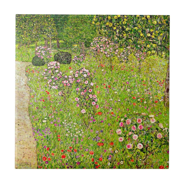 Gustav Klimt Orchard med Ro Kakelplatta (Framsidan)