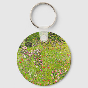 Gustav Klimt Orchard med Ro Nyckelring