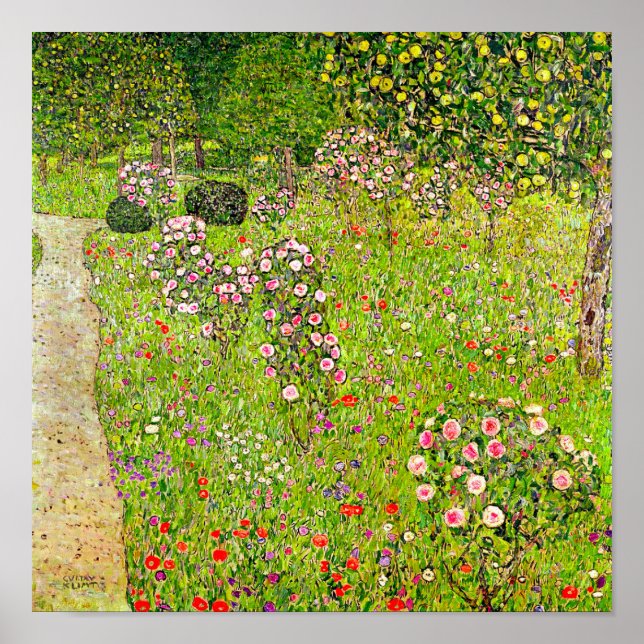 Gustav Klimt Orchard med Ro Poster (Framsidan)