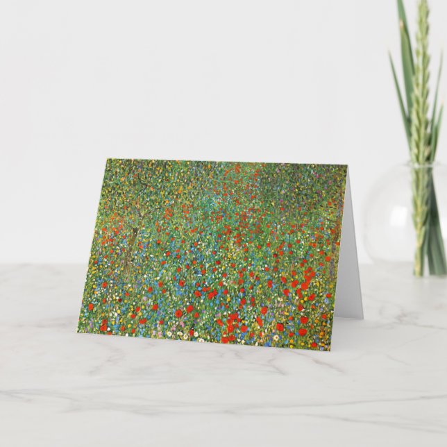 Gustav Klimt Poppy Fält-hälsningskort Kort (Framsida)