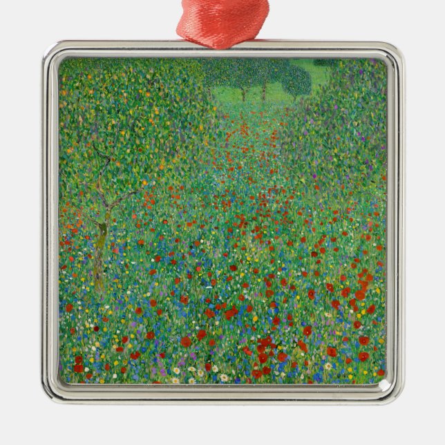 Gustav Klimt - Poppy Fält Julgransprydnad Metall (Framsidan)