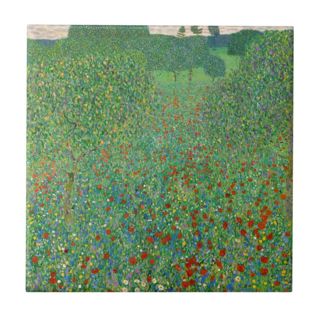 Gustav Klimt - Poppy Fält Kakelplatta (Framsidan)