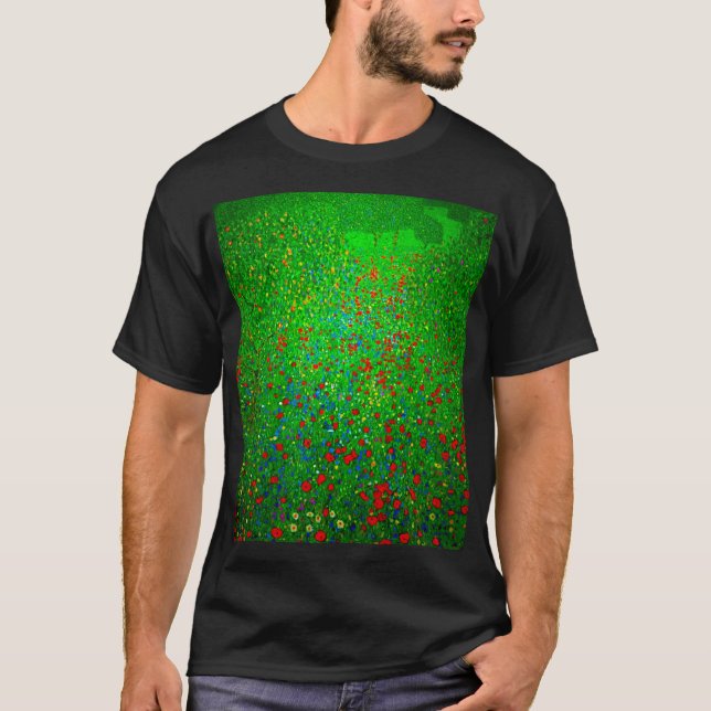Gustav Klimt Poppy Fält T Shirt (Framsida)