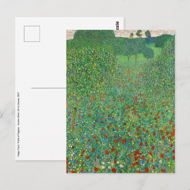 Gustav Klimt - Poppy Fält Vykort (Fram/baksida)
