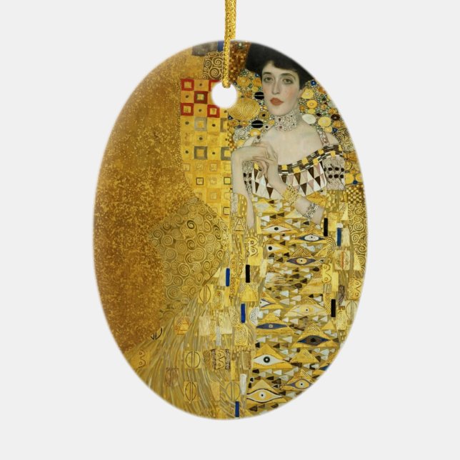 Gustav Klimt- porträtt av Adele Bloch-Bauer mig Julgransprydnad Keramik (Framsidan)